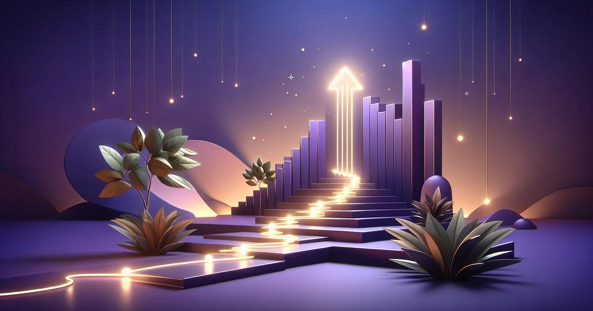 Minimalist digital illustration featuring soothing purple gradients, embodying a wellness aesthetic that complements career affirmations for professional growth and confidence.