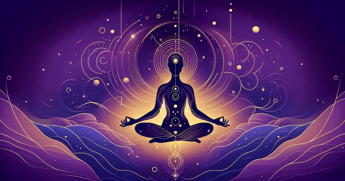 Serene minimalist digital illustration featuring soothing purple gradients, embodying a wellness aesthetic that promotes relaxation and mindfulness in financial wellness and meditation practices.