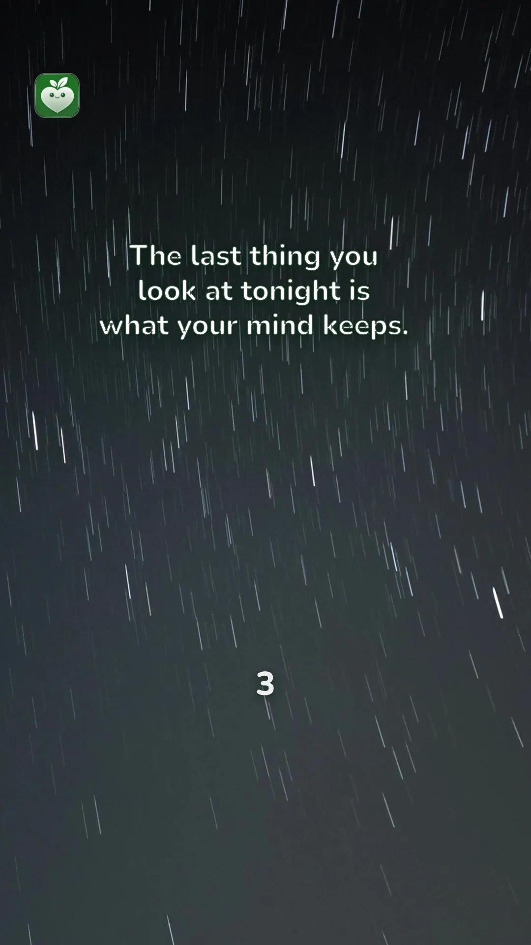 night scene with the line: The last thing you look at tonight is what your mind keeps.