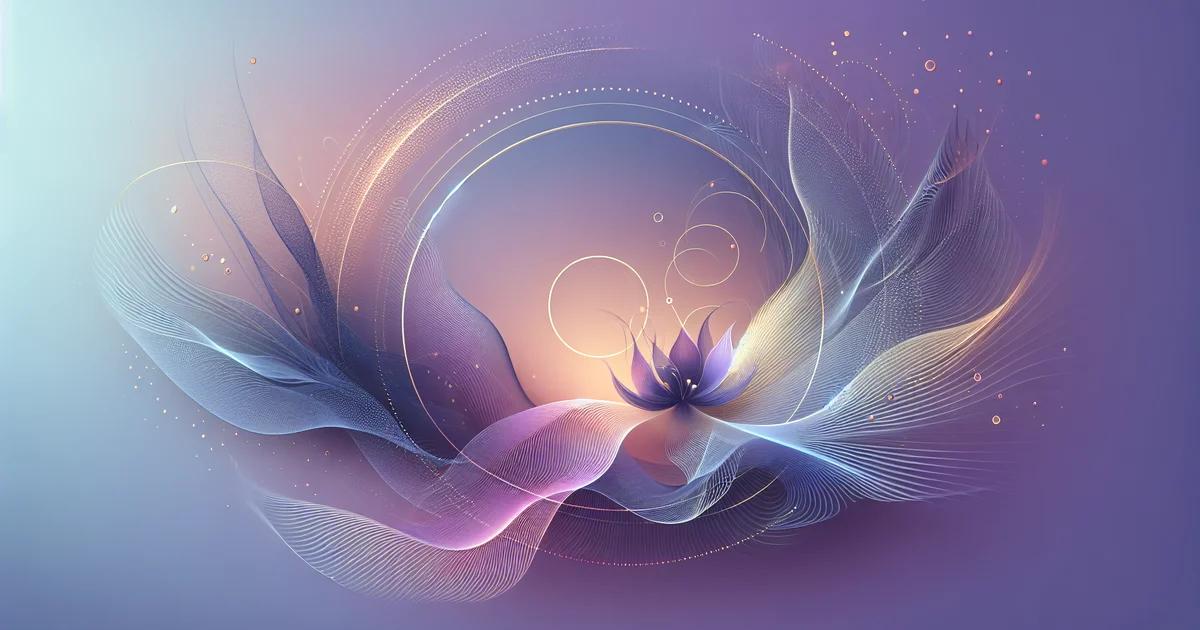 Minimalist digital illustration featuring calming purple gradients, embodying a wellness aesthetic, symbolizing tranquility and stress relief for anxiety management.