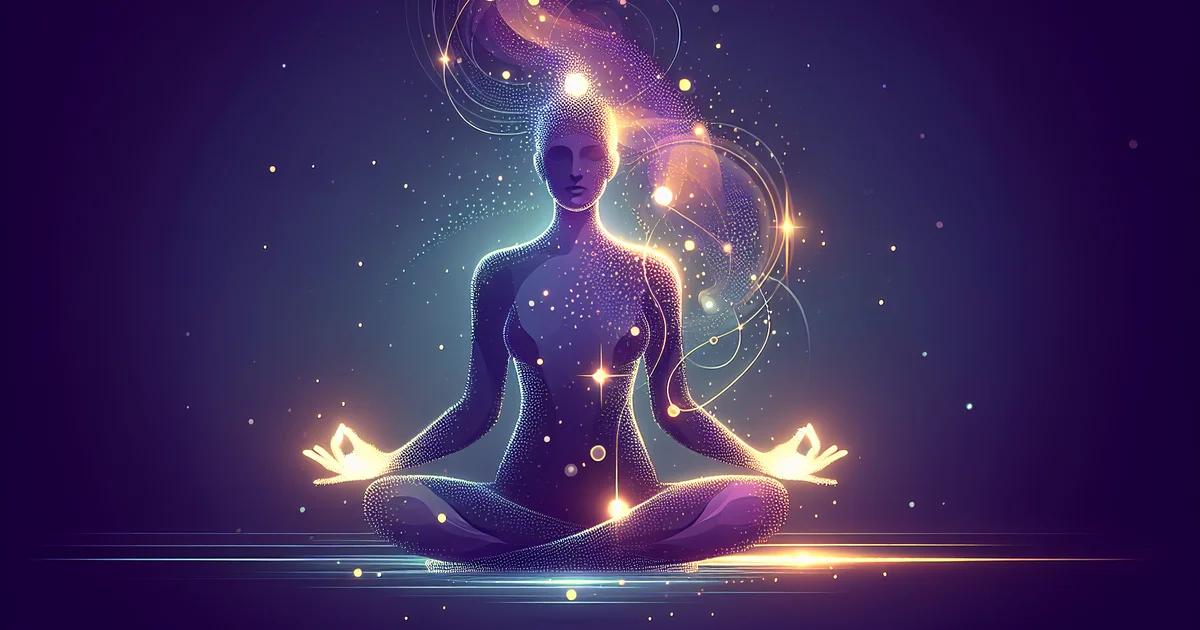 A calming minimalist digital illustration featuring soft purple gradients, embodying a wellness aesthetic perfect for meditation and mindfulness themes.