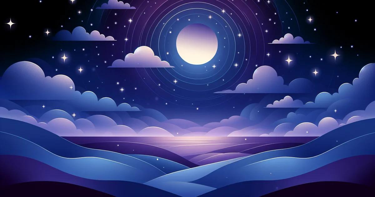 Minimalist digital illustration featuring calming purple gradients, embodying a wellness aesthetic perfect for promoting sleep meditation and relaxation practices.